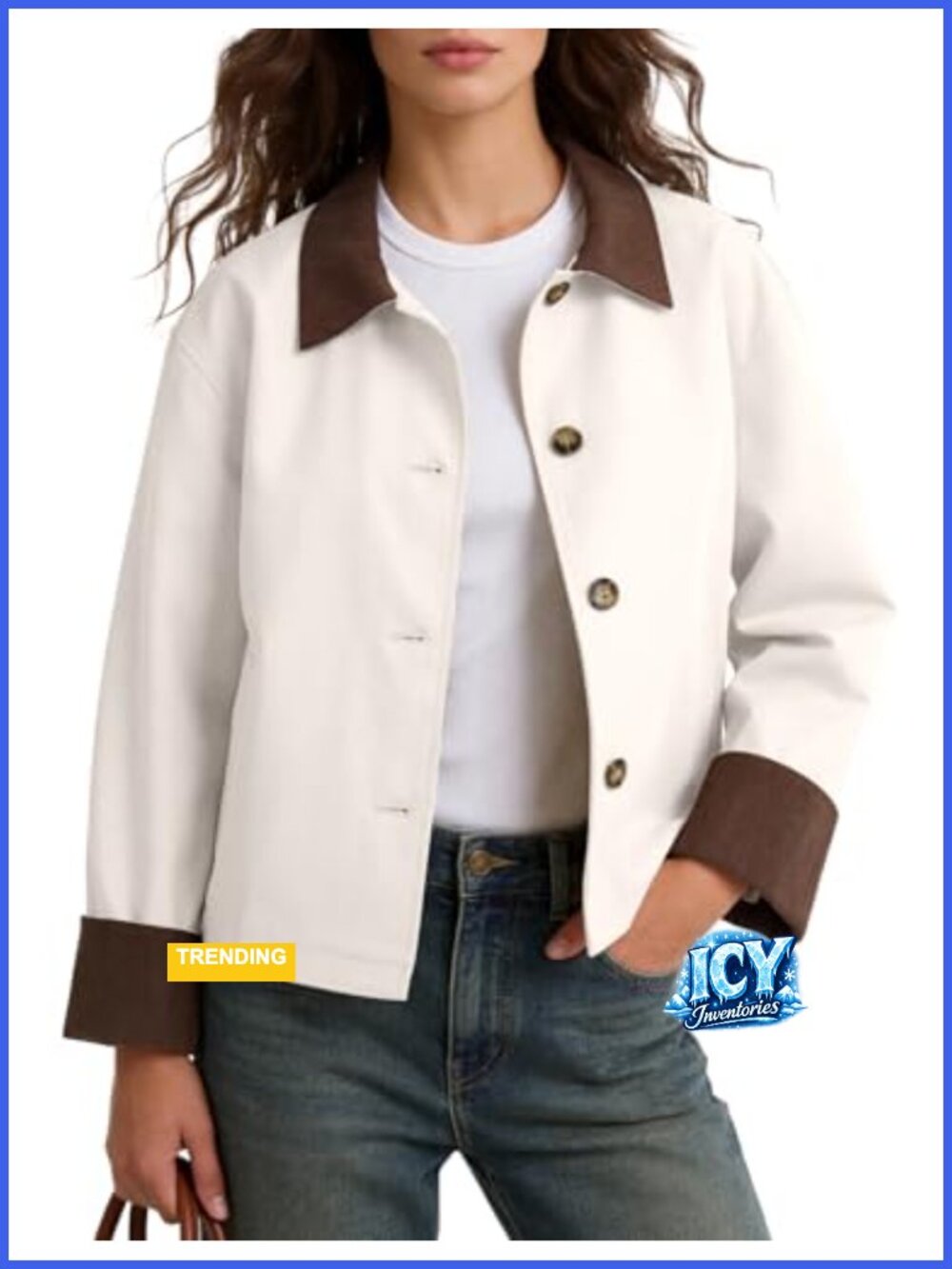 Women's Cropped Trench Coat Corduroy Collar Lightweight Casual Jacket